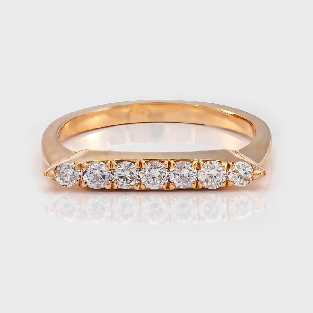 delicate Rose Gold & 7 diamonds line ring