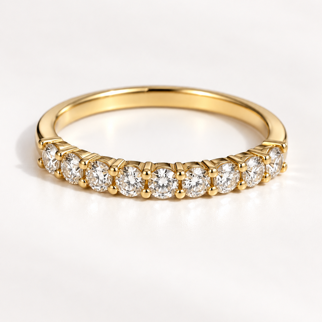 Nine diamond half eternity ring front