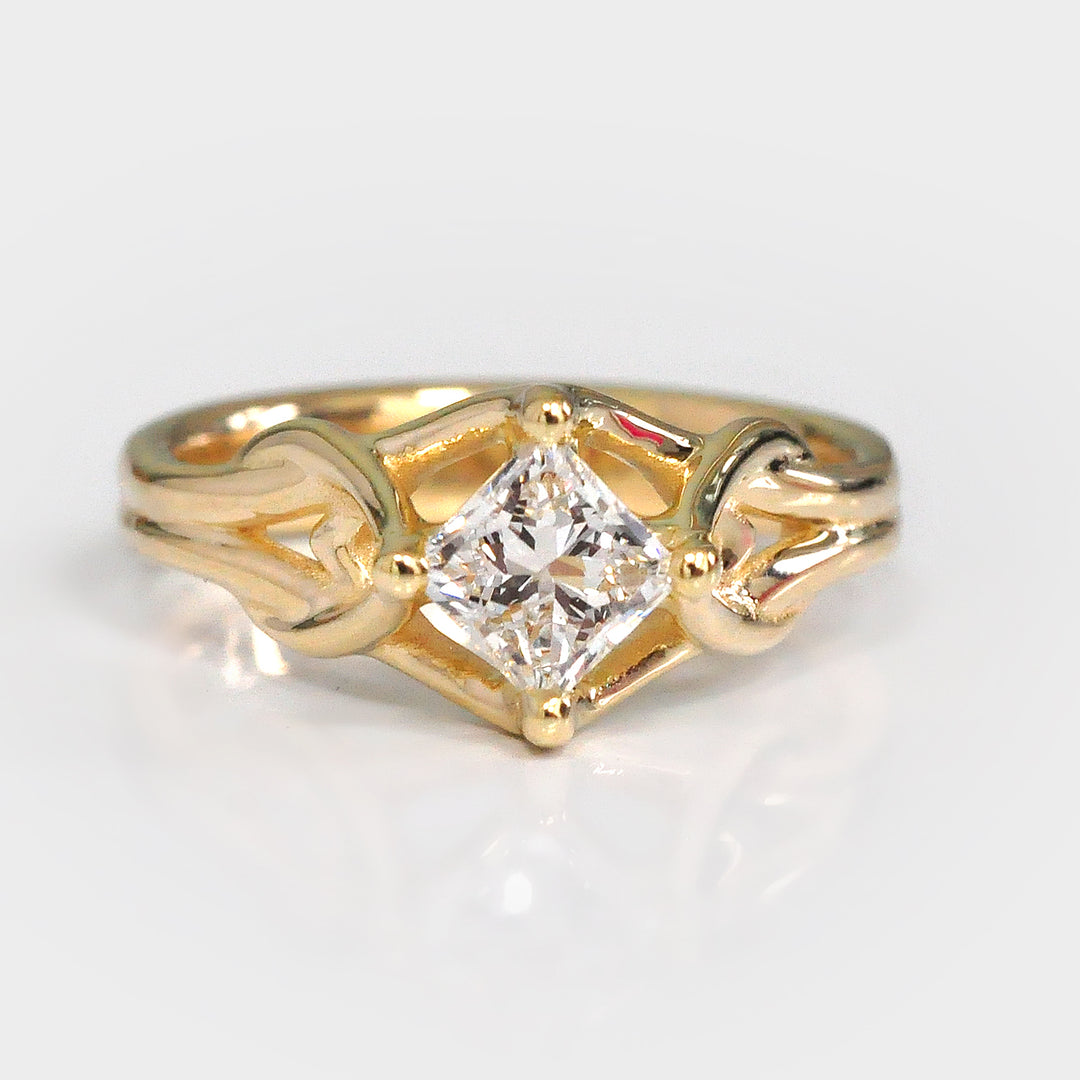 Celtic Design Princess White Diamond Ring