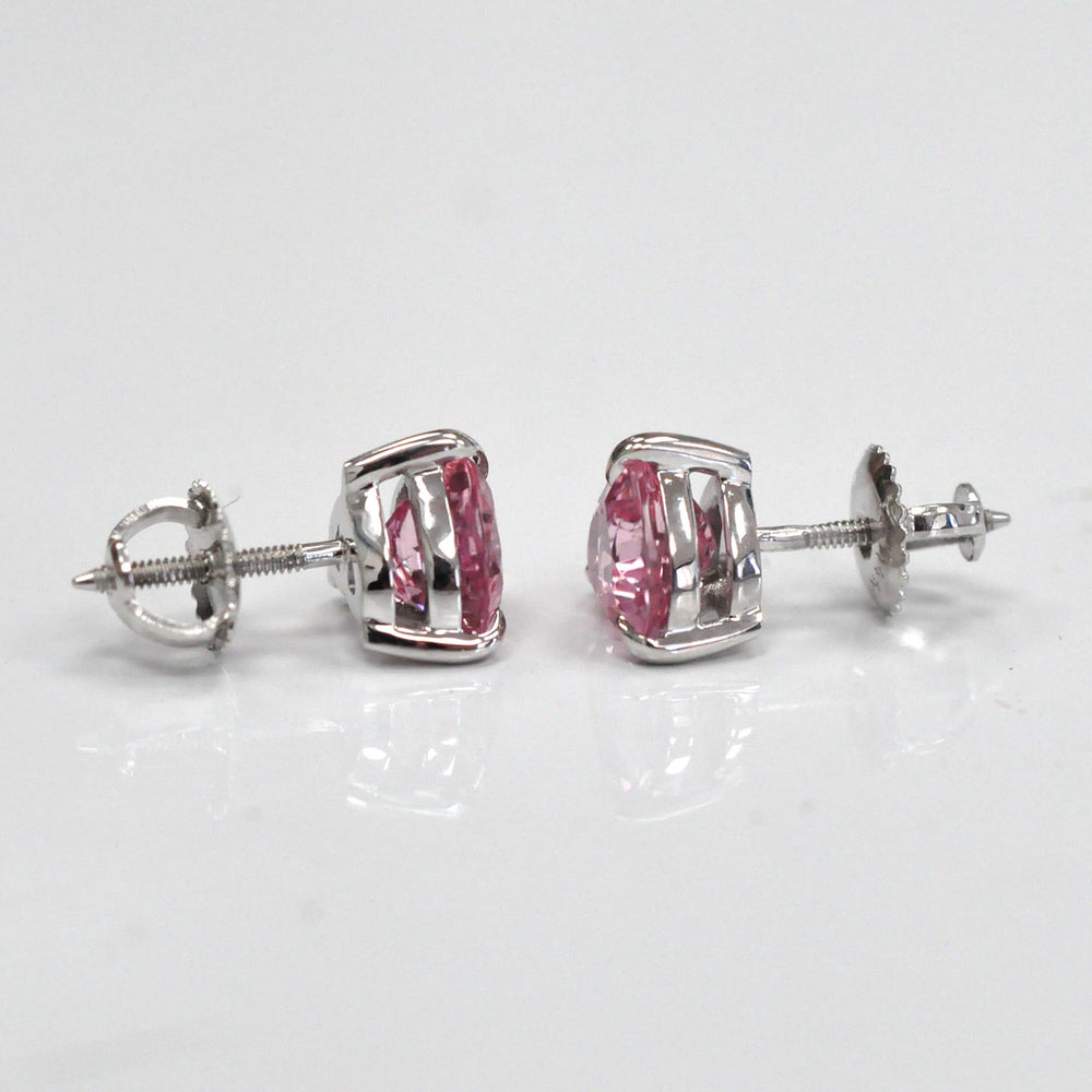 Pink Heartshape Tourmaline white gold Studs