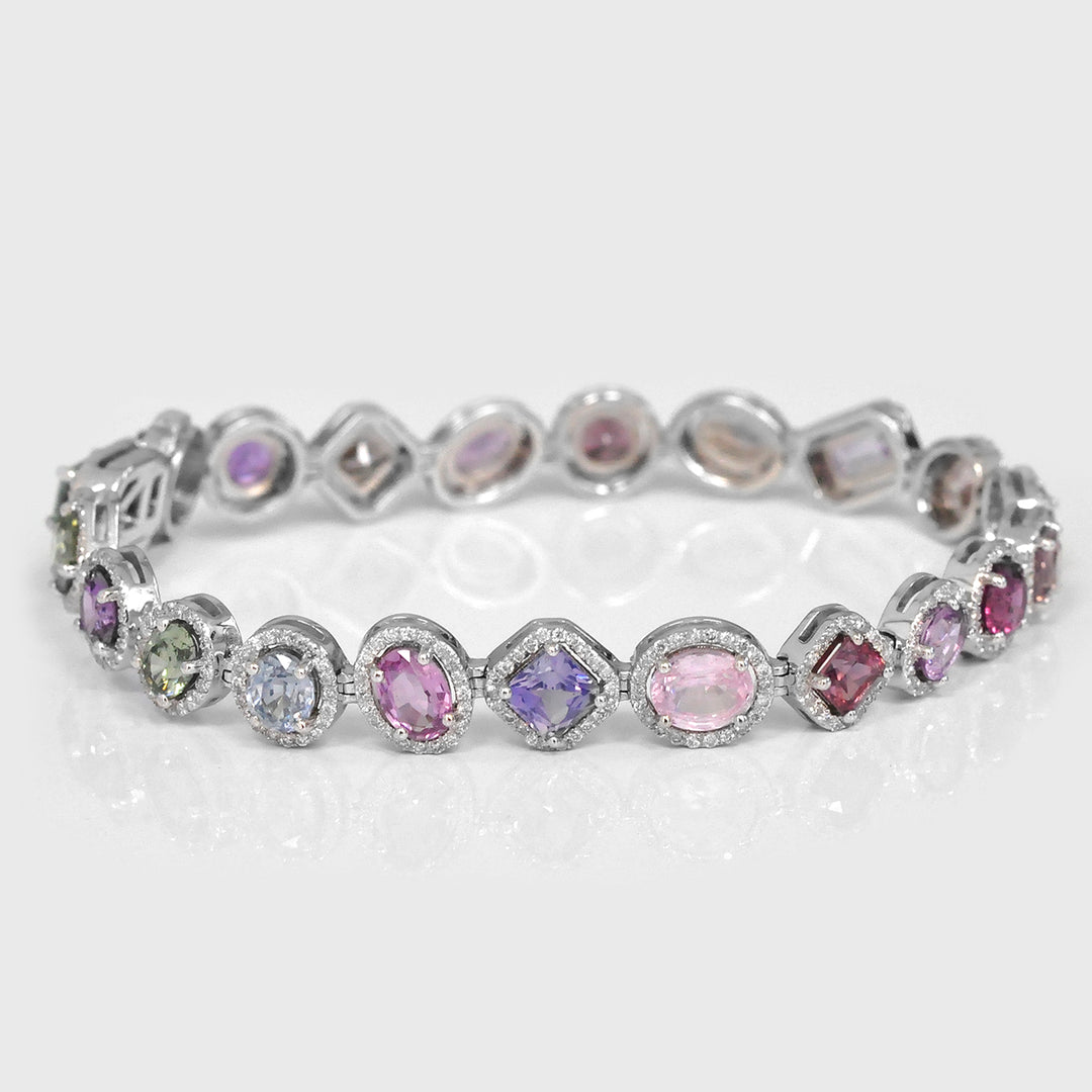 Mix Shape Sapphire & Spinel Diamonds Halo Bracelet