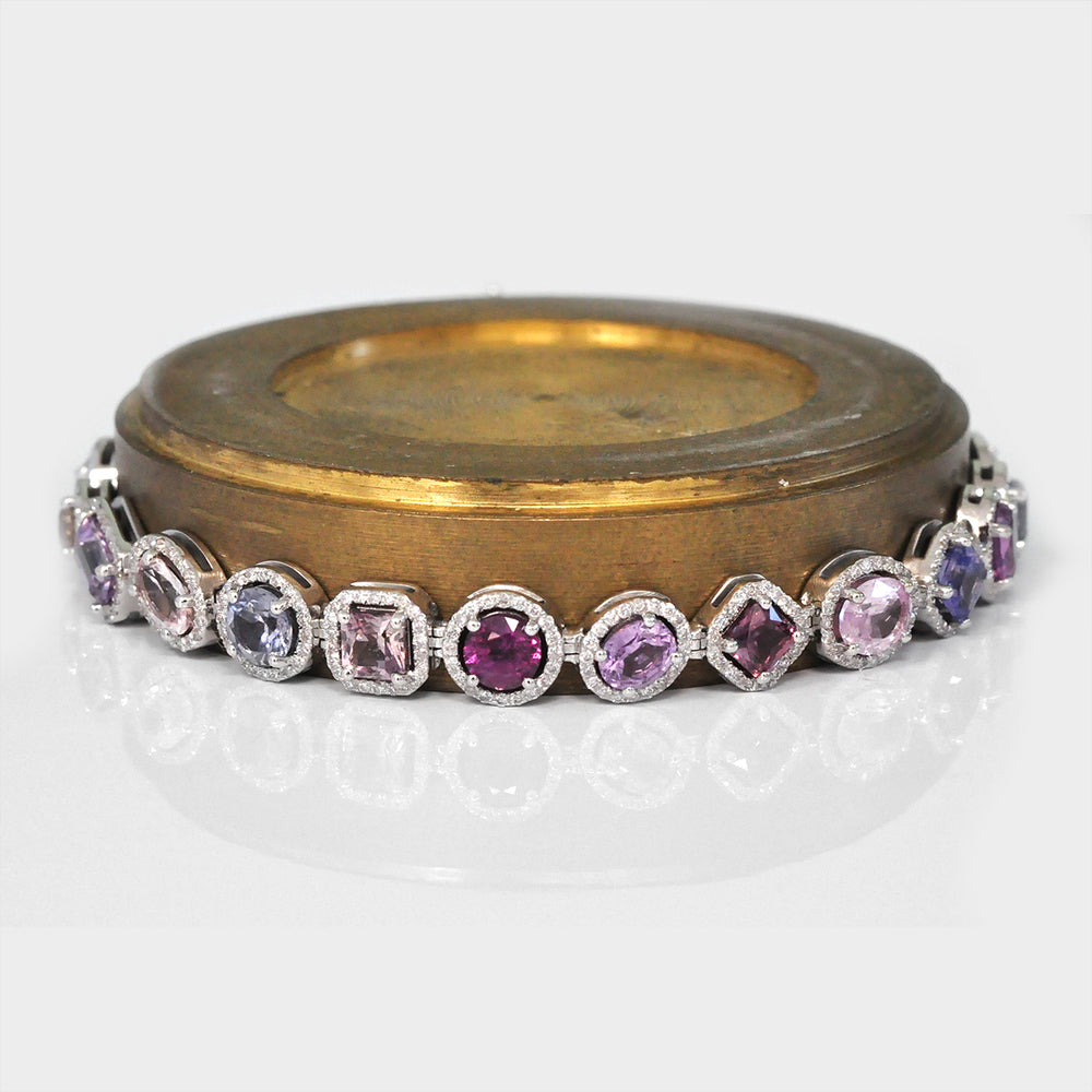 Mix Shape Sapphire & Spinel Diamonds Halo Bracelet