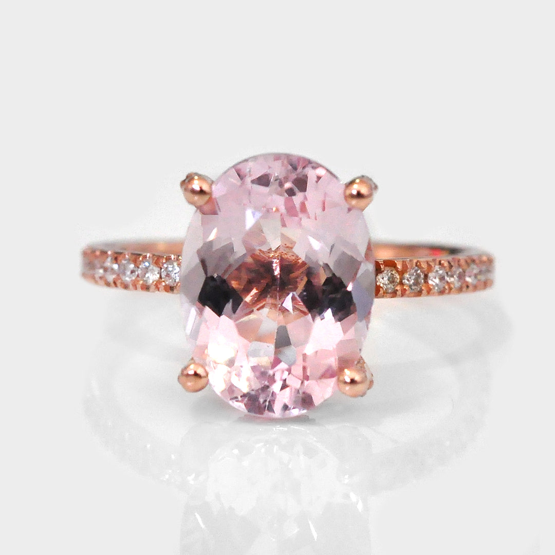 Pink Morganite Ring and Side Diamonds