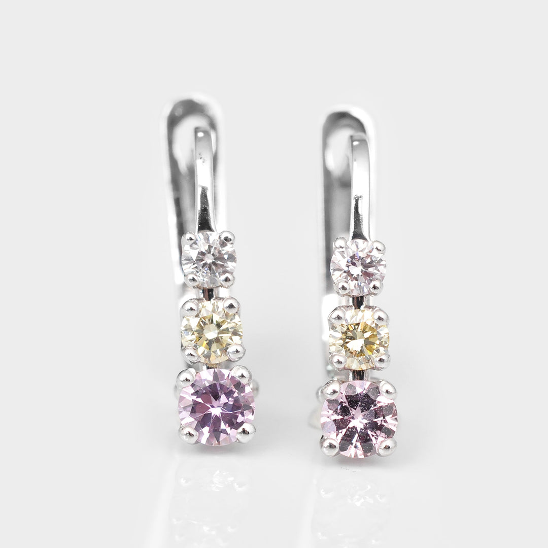 Fancy Color Sapphire Earrings in 14k White Gold