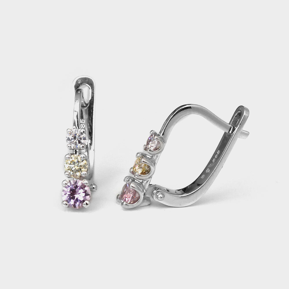 Fancy Color Sapphire Earrings in 14k White Gold
