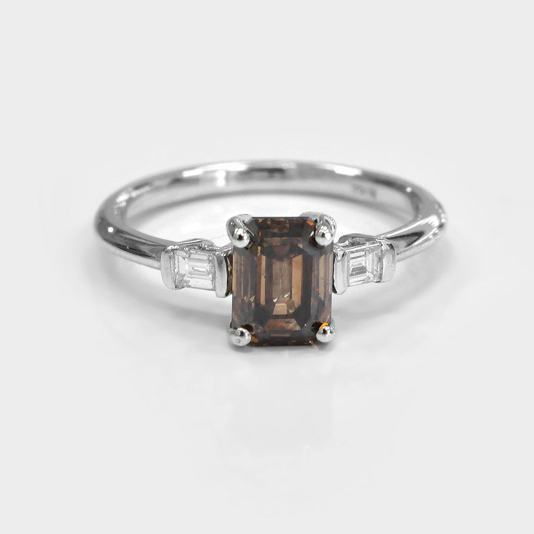 Classic 3 Stones Emerald Cut & Baguettes Engagement Ring