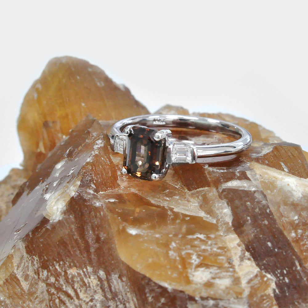 Classic 3 Stones Emerald Cut & Baguettes Engagement Ring