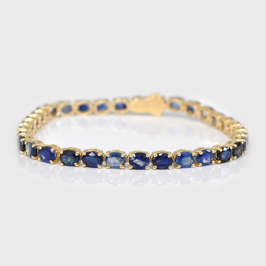 Oval Cut mix tone Blue Sapphire Bracelet