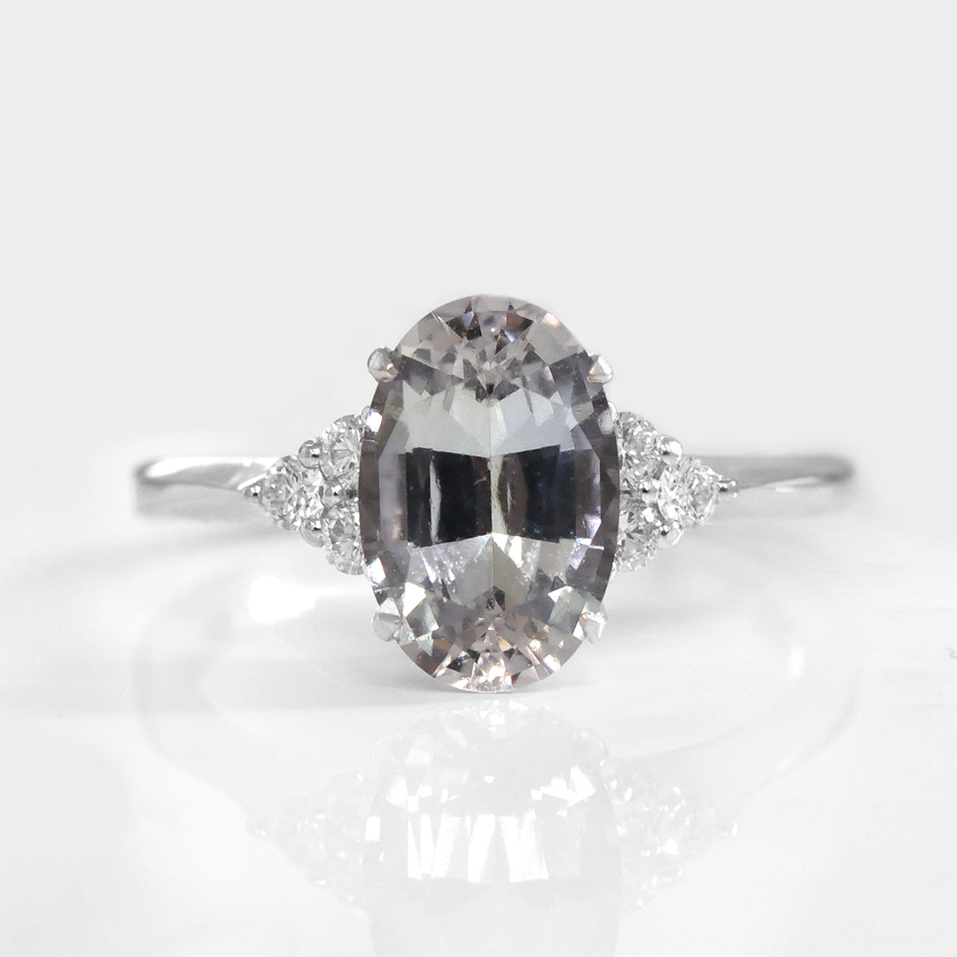 Grey Spinel and Side Diamonds Ring