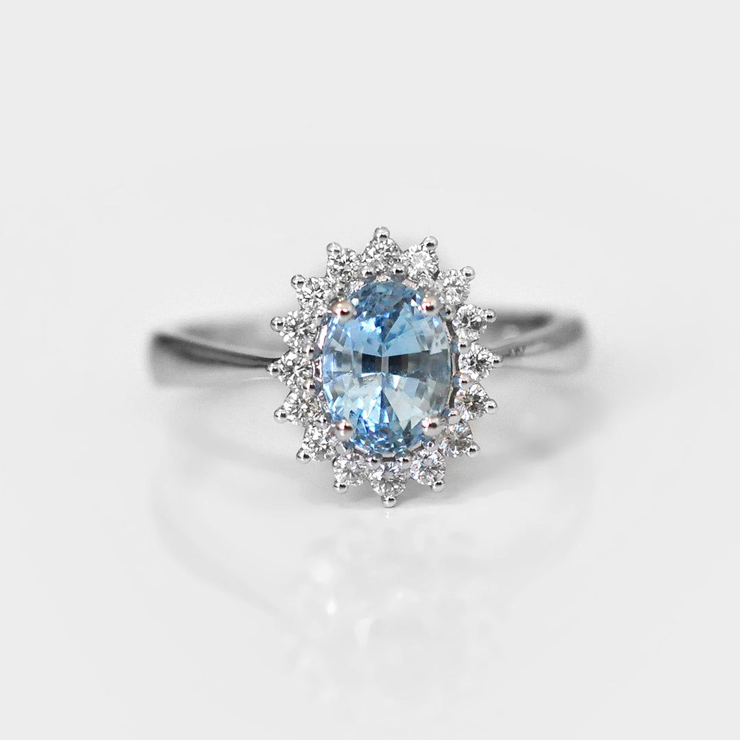 Aquamarine and Diamonds "Diana" Style Ring