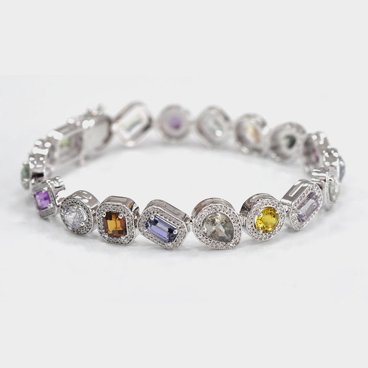 צמיד הילה עם ספינלים, ספירים ויהלומים במגוון צורות