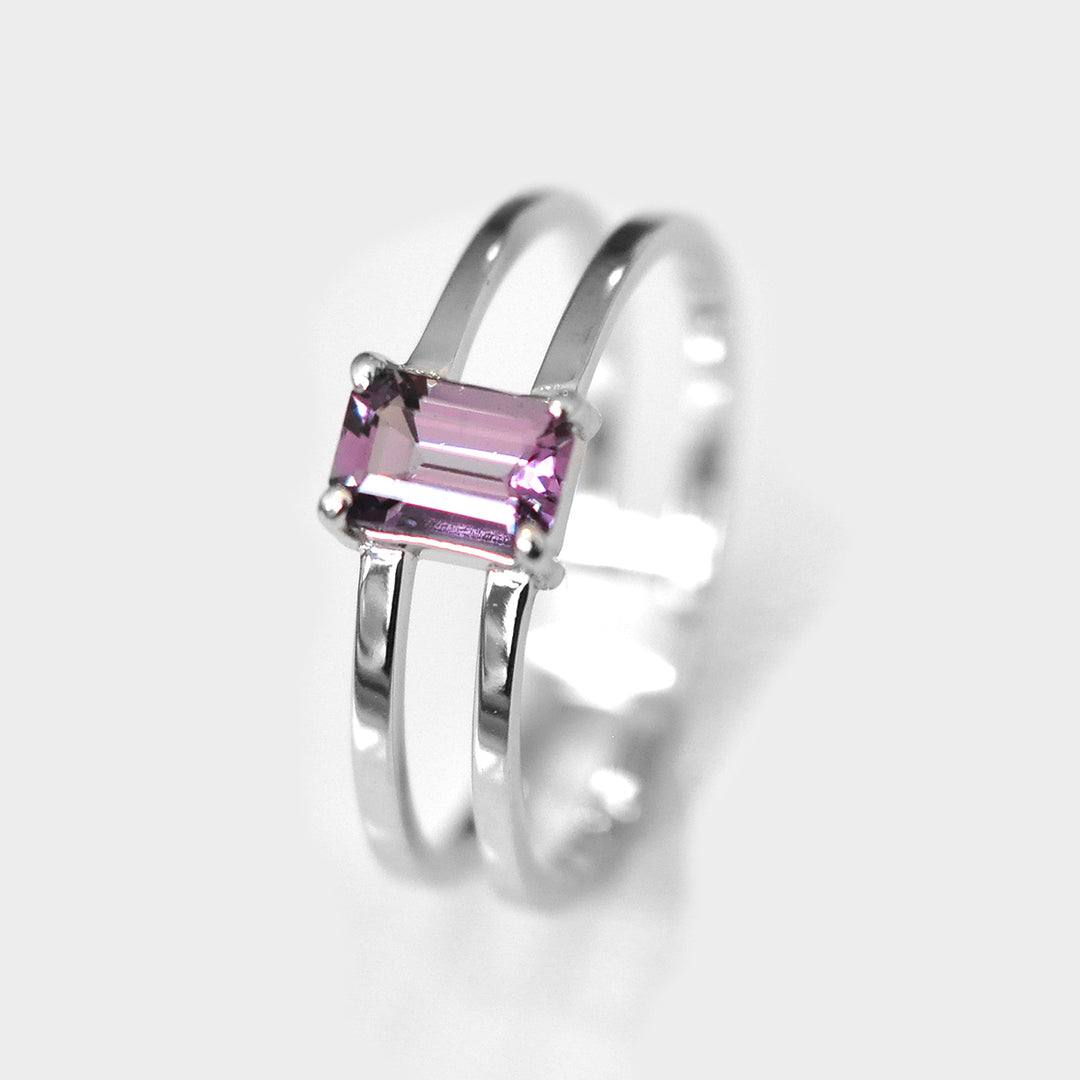 Split Shank Solitaire Purple Spinel Ring