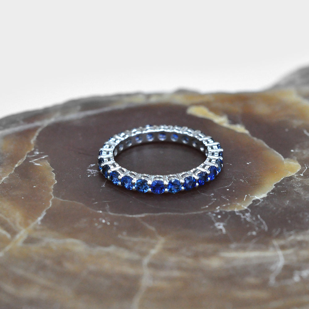 Blue Sapphire Eternity Band in 14K White Gold