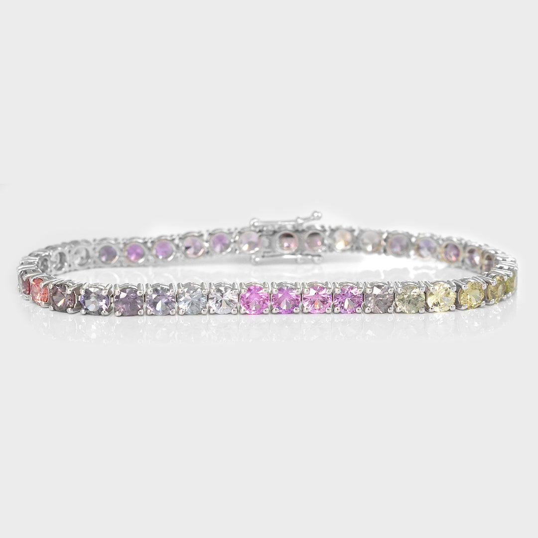 Round cut Light Color Sapphire & Spinel Tennis Bracelet