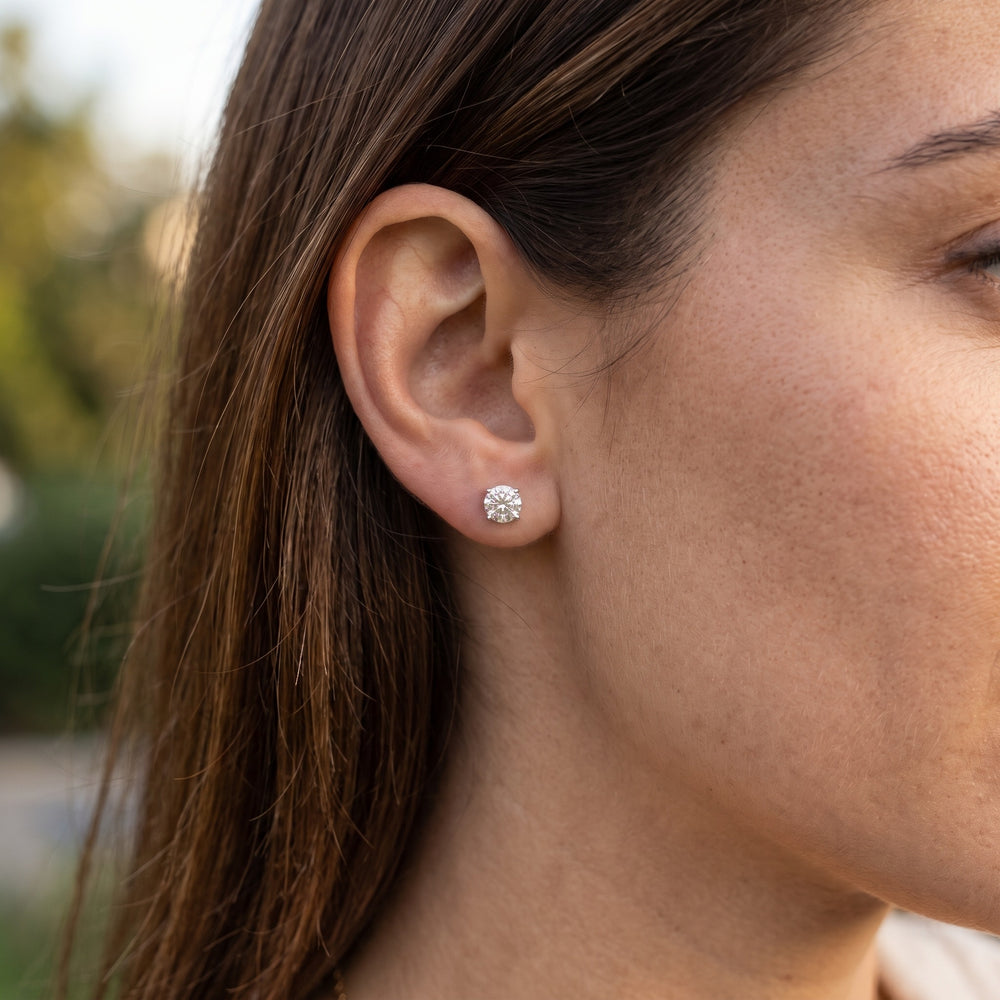 Lightweight Martini Diamond Stud Earrings in 14K White Gold