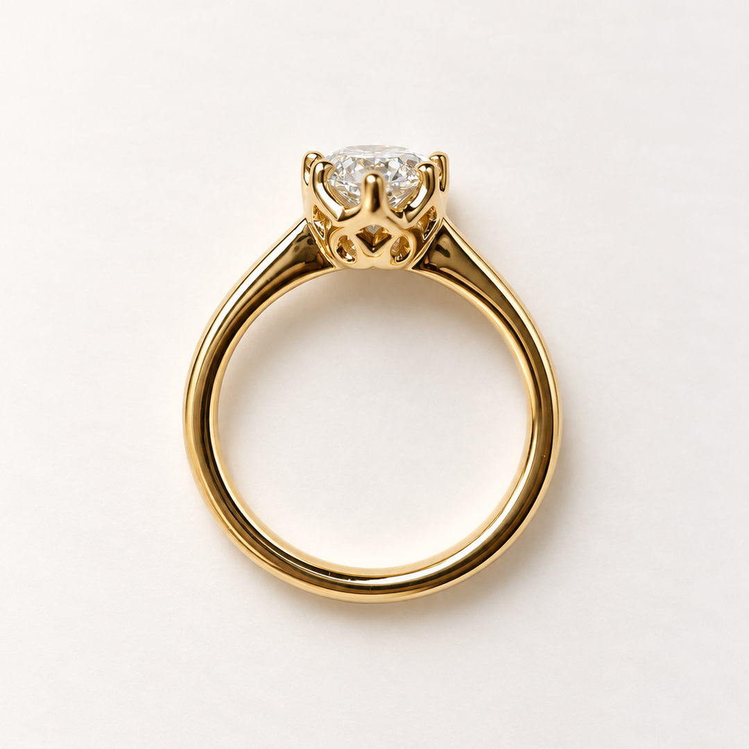 Pear diamond solitaire ring in 14K yellow gold — RS07814