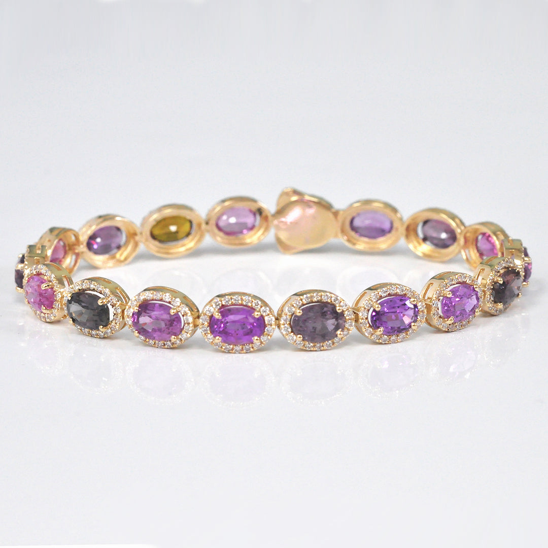 Oval cut Fancy SAPPHIRE & diamonds BRACELET