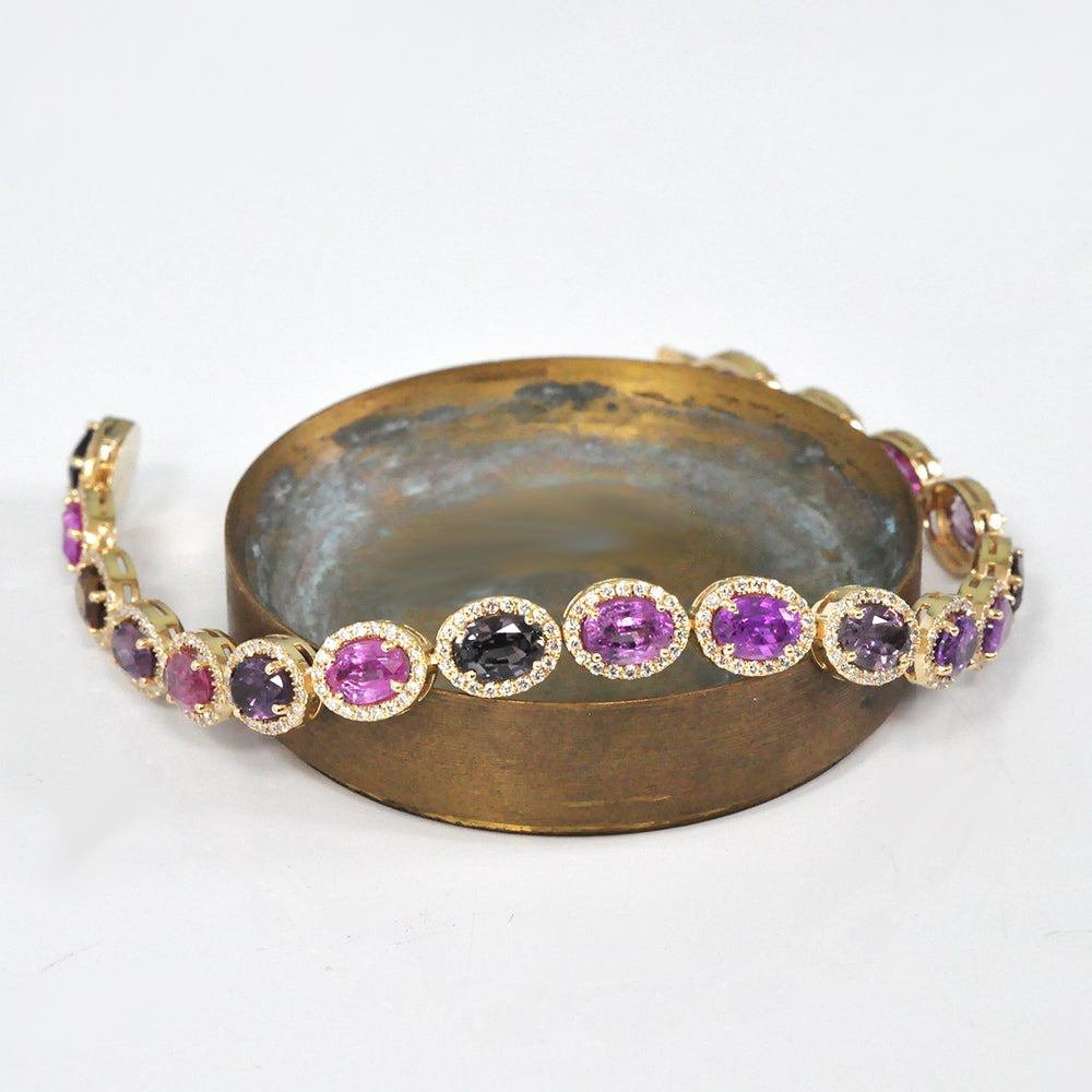 Oval cut Fancy SAPPHIRE & diamonds BRACELET