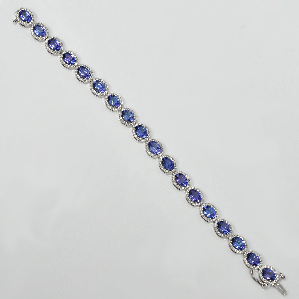 Tanzanite & Diamonds Halo white gold bracelet