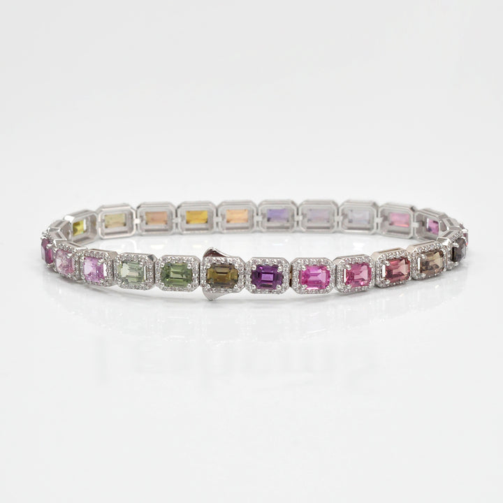 Fancy Sapphire and Diamonds Halo bracelet