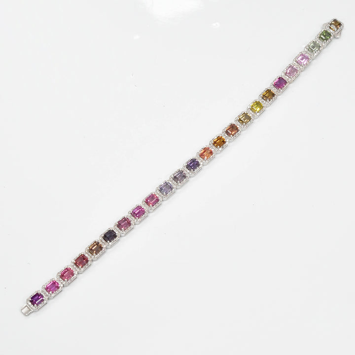 Fancy Sapphire and Diamonds Halo bracelet