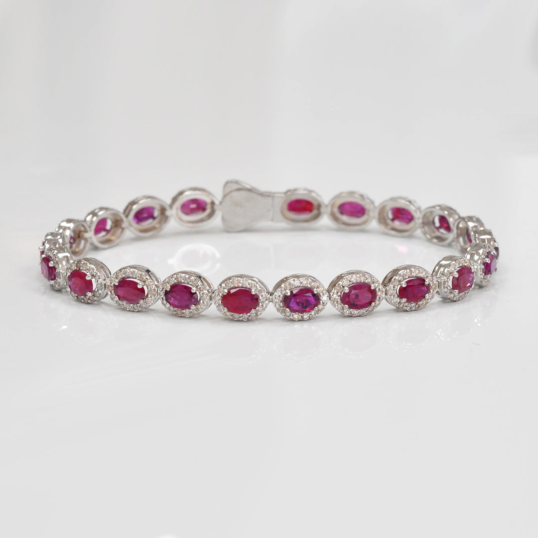 unheated RUBY and Diamonds halo bracelet