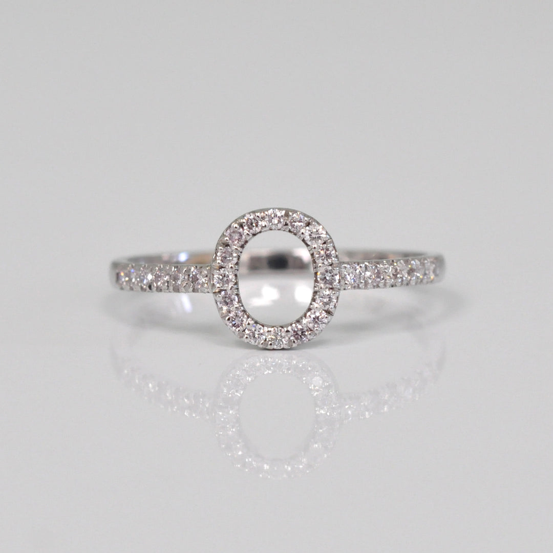 Letter O  white gold Diamonds Ring