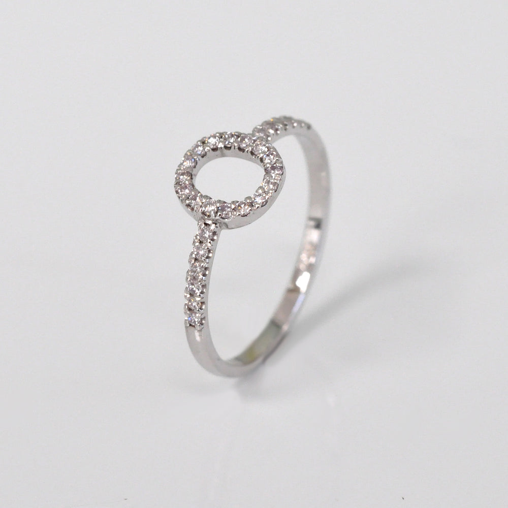 Letter O  white gold Diamonds Ring