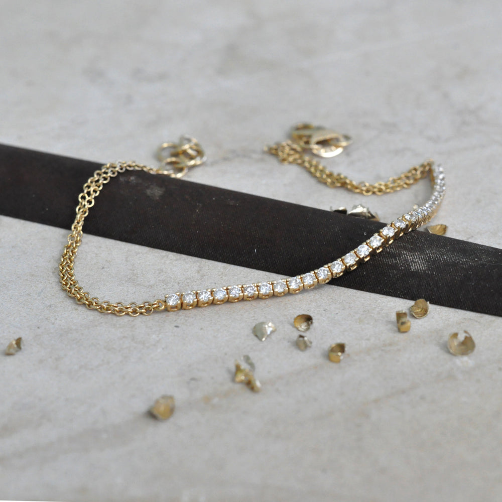 Yellow Gold half Tennis bracelet
