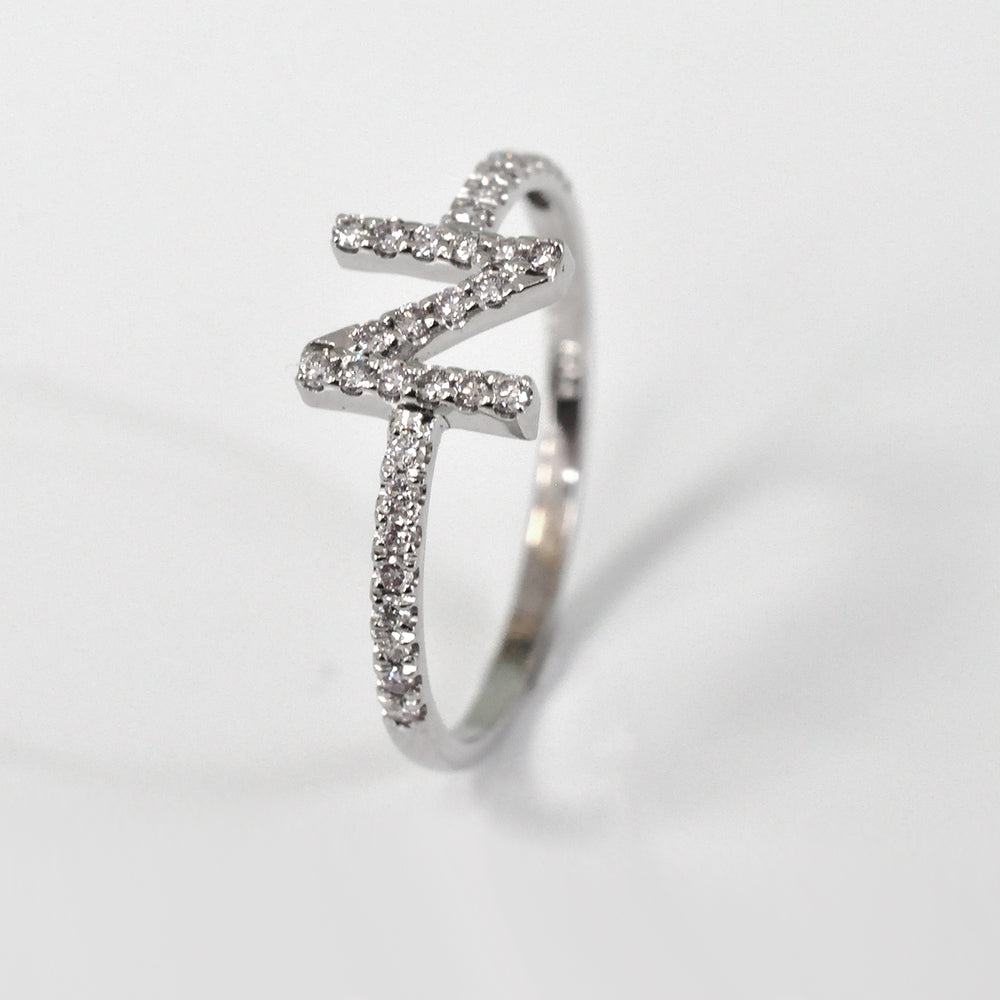 white gold N Letter Diamonds Ring