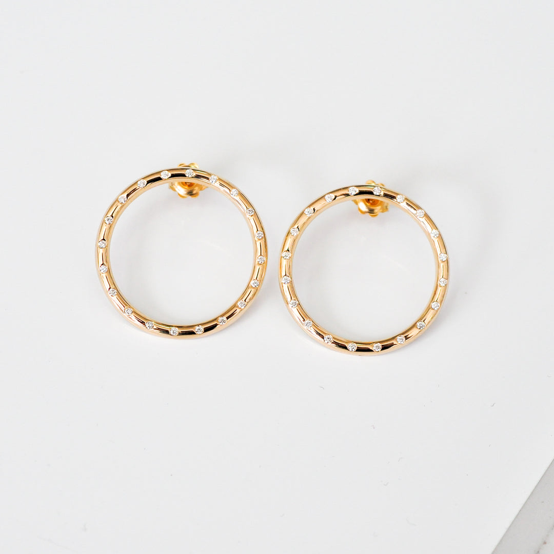 yellow gold Diamonds circle Earrings