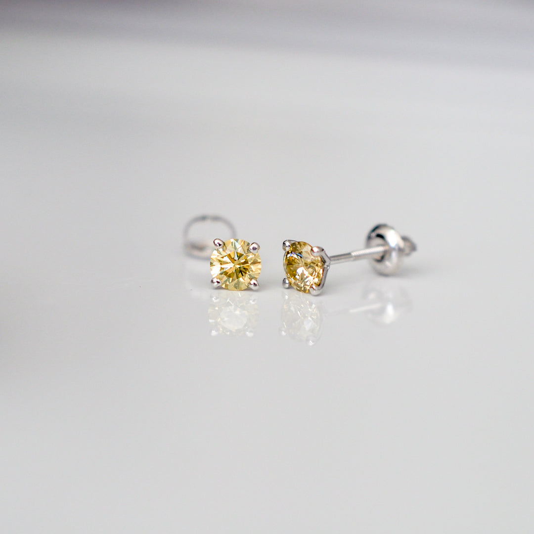 fancy yellow brown Stud Earrings