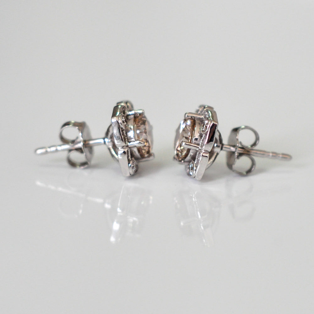fancy brown & white diamonds vintage style Earrings