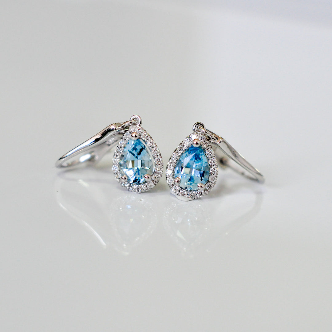 pear shape aquamarine and diamonds Earrings