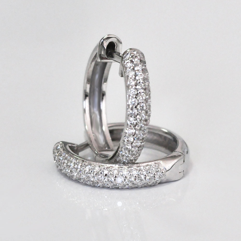 12 mm pave Diamonds hoop Earrings