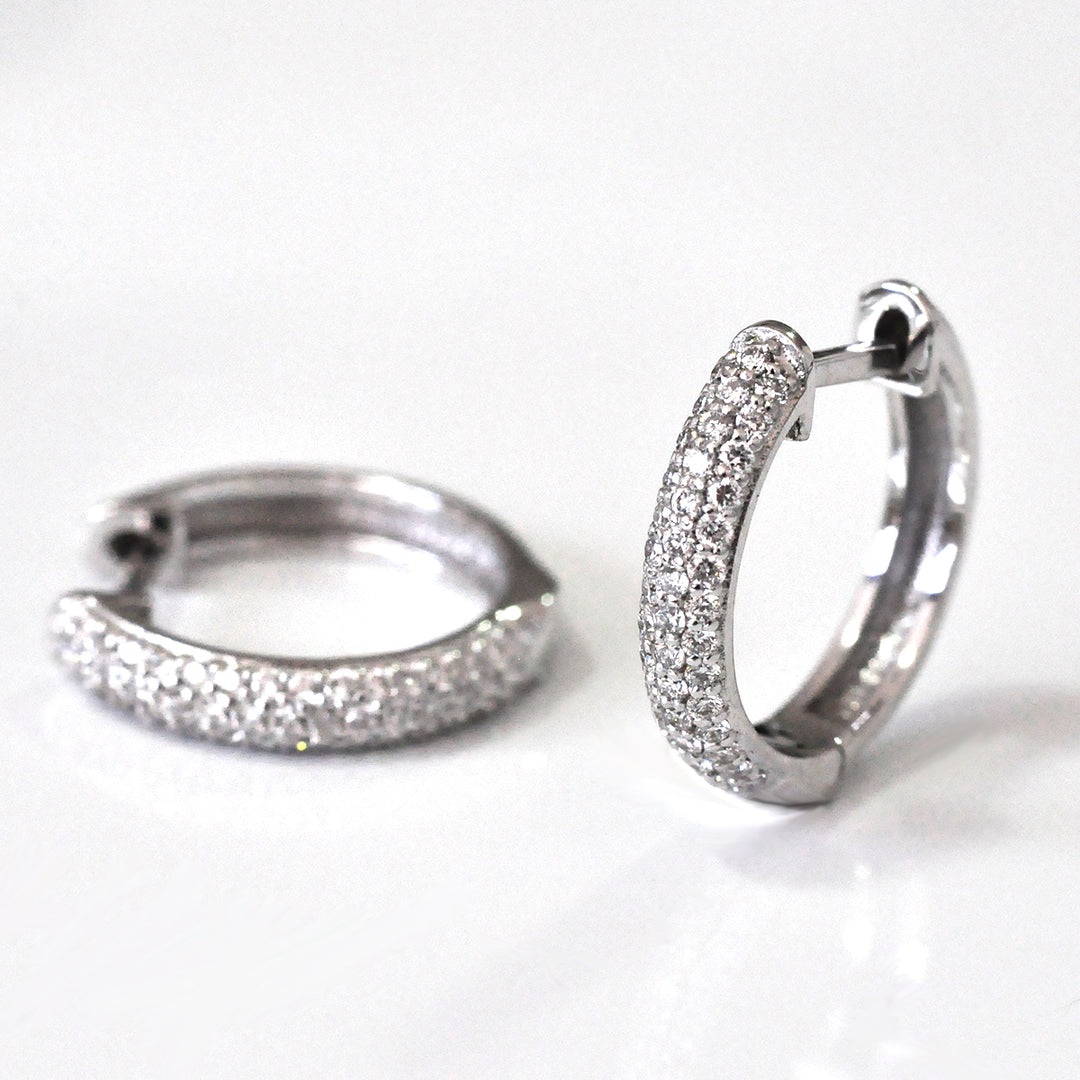 12 mm pave Diamonds hoop Earrings