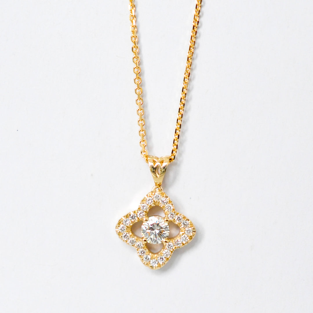 YELLOW GOLD HALO PENDANT