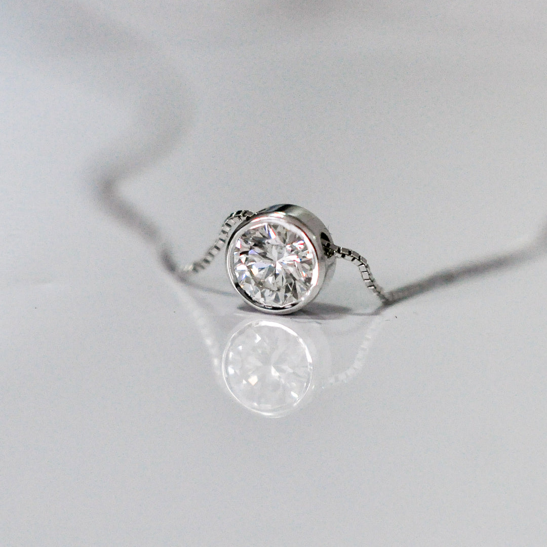 Solitaire Diamond In white Gold Pendant