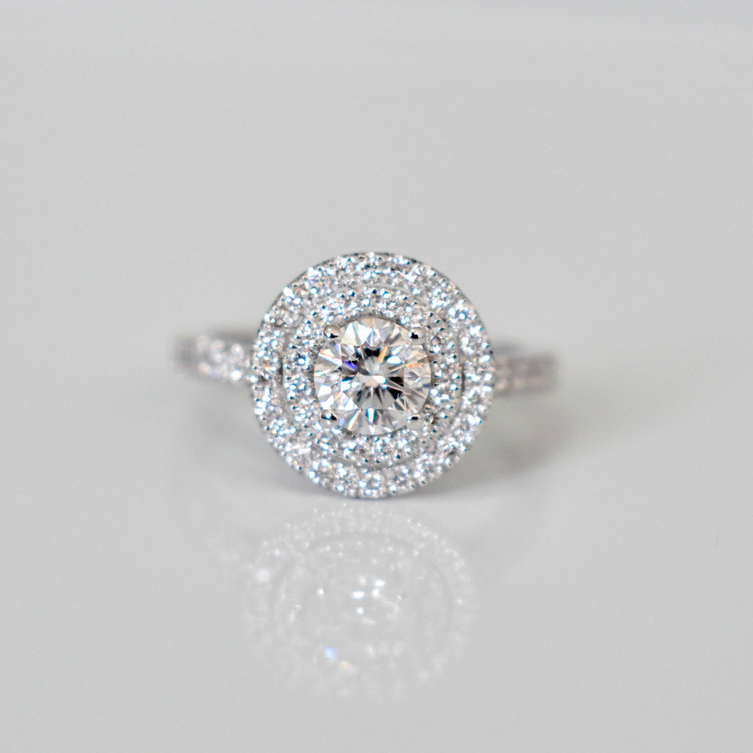 White gold diamonds  (1.4 ct tw) double halo ring