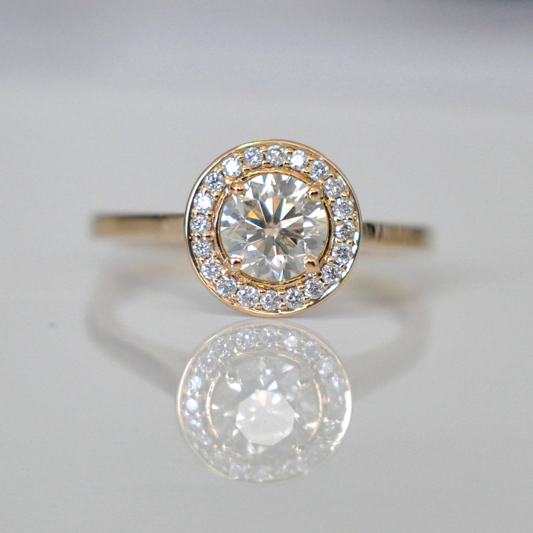 Classic YELLOW GOLD diamonds HALO RING