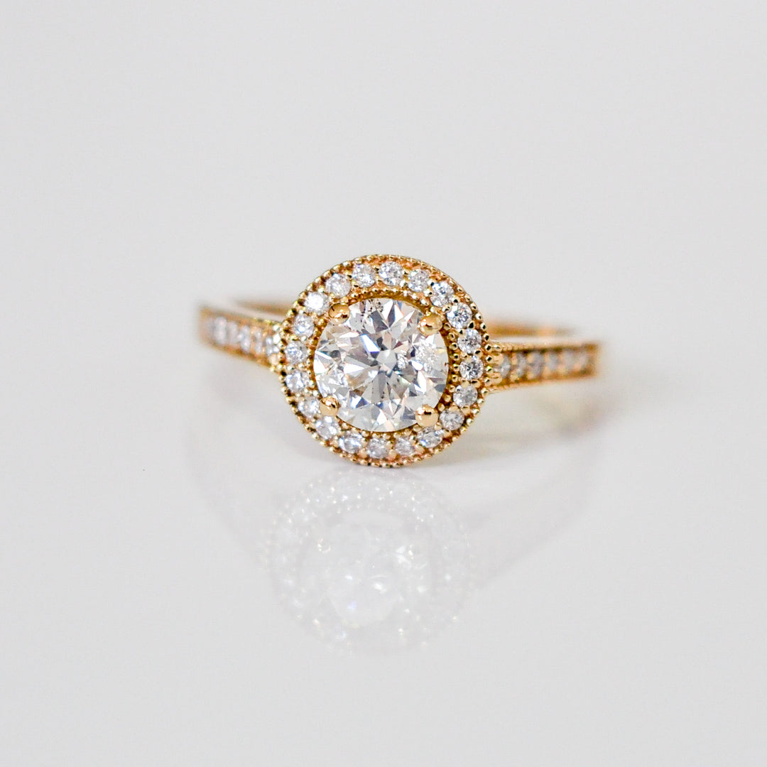 Milgrin Yellow Gold Diamonds halo ring