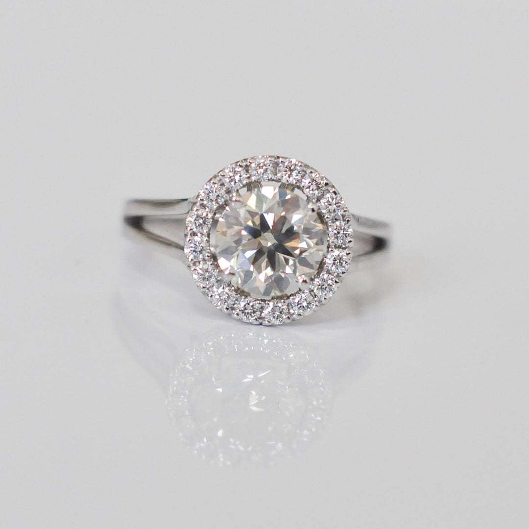 3 carat Center split shank diamonds halo engagement ring