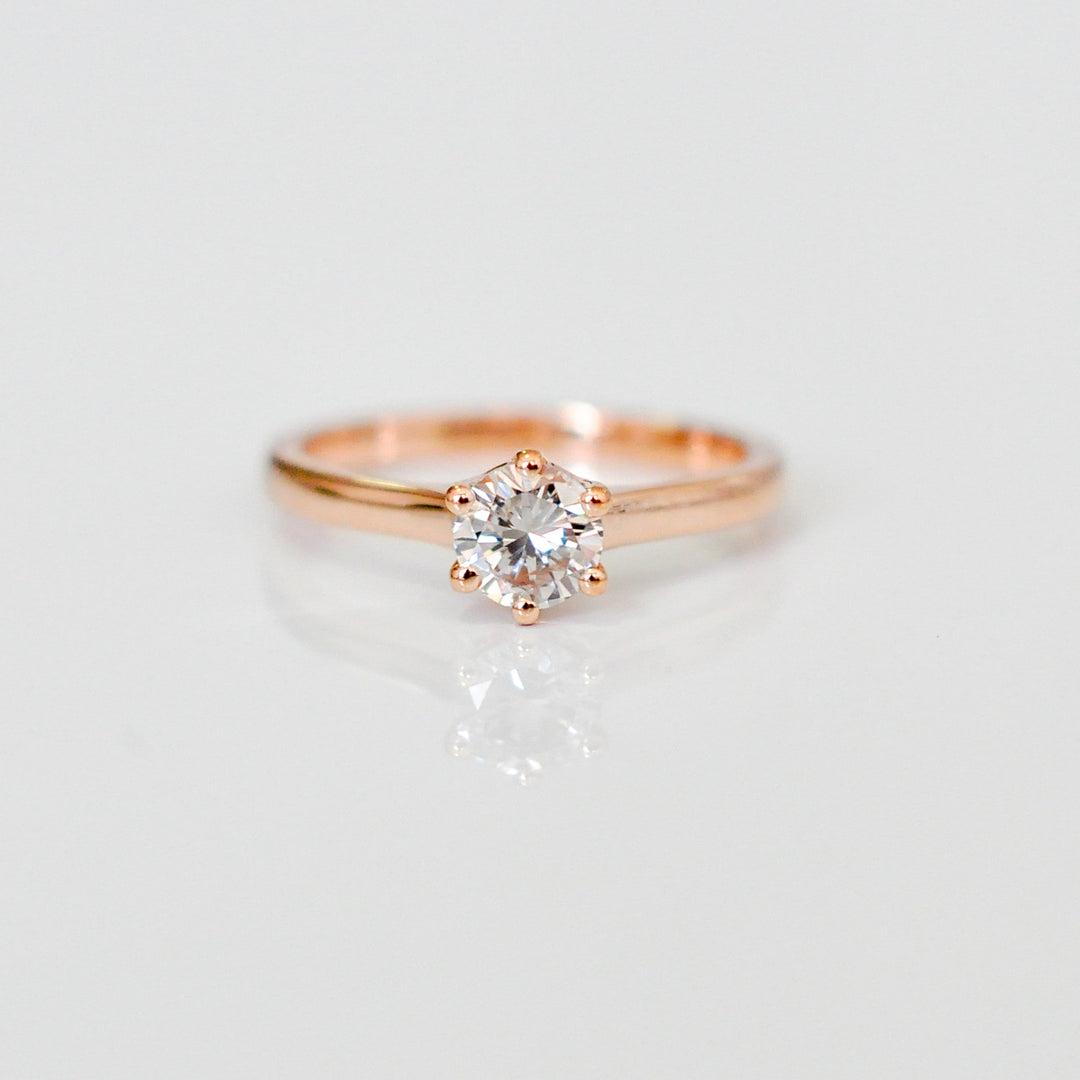 0.5 carat 6 prongs rose gold solitaire engagement ring
