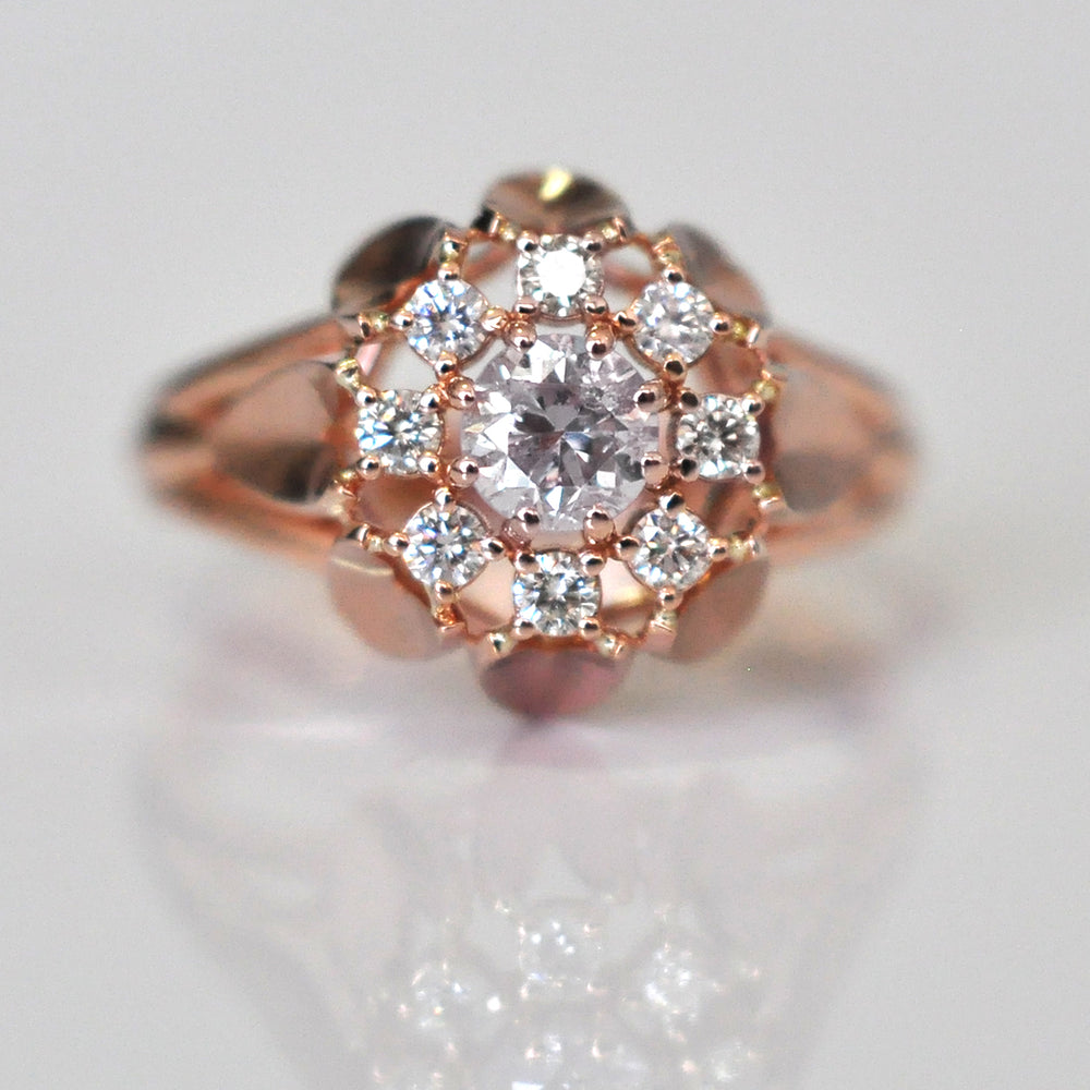 Vintage style Rose Gold & Diamonds Ring